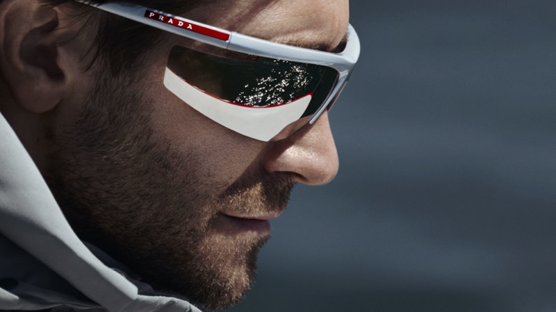 Jake Gyllenhaal  in the Prada Linea Rossa eyewear advertisement.